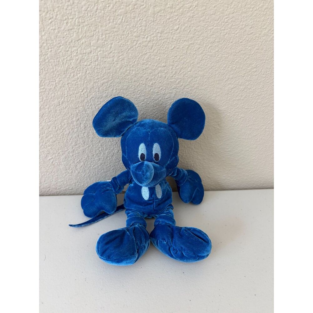 Disney Monochromatic Cobalt Blue Velvet Mickey Mouse Plush Decor Rare Collectors